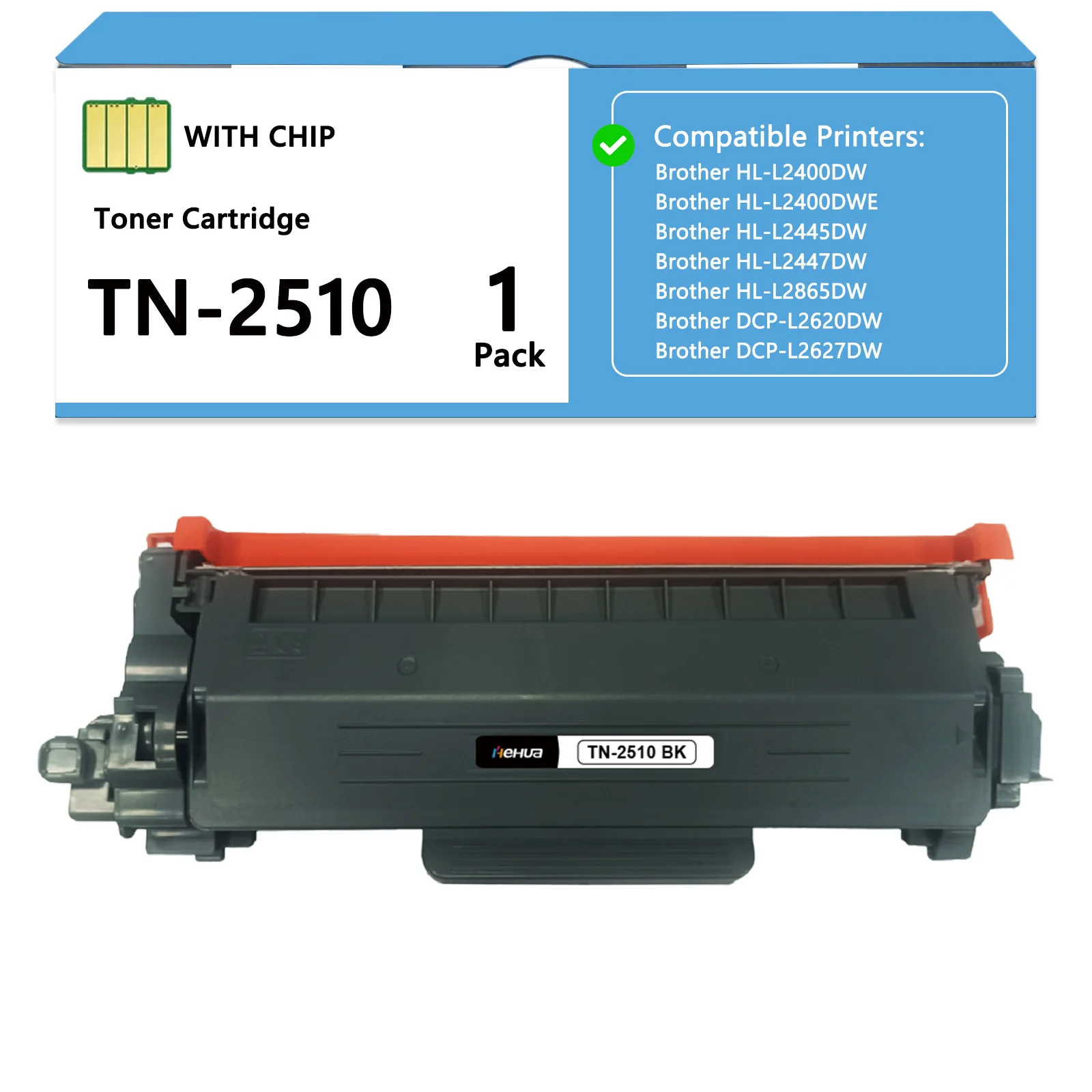 1 x TN2510 Tonerkartusche, kompatibel mit Brother HL-L2400DW L2445DW L2447DW DCP-L2620DW L2627DW L2627DWXL L2627DWE MFC-L2800DW L2827DW