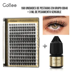Gollee 3ml False Lash Extension Glue Seal DIY Cluster Glue Self-grafting Eyelash 280pcs False Lash Adhesive Set Home Use makeup