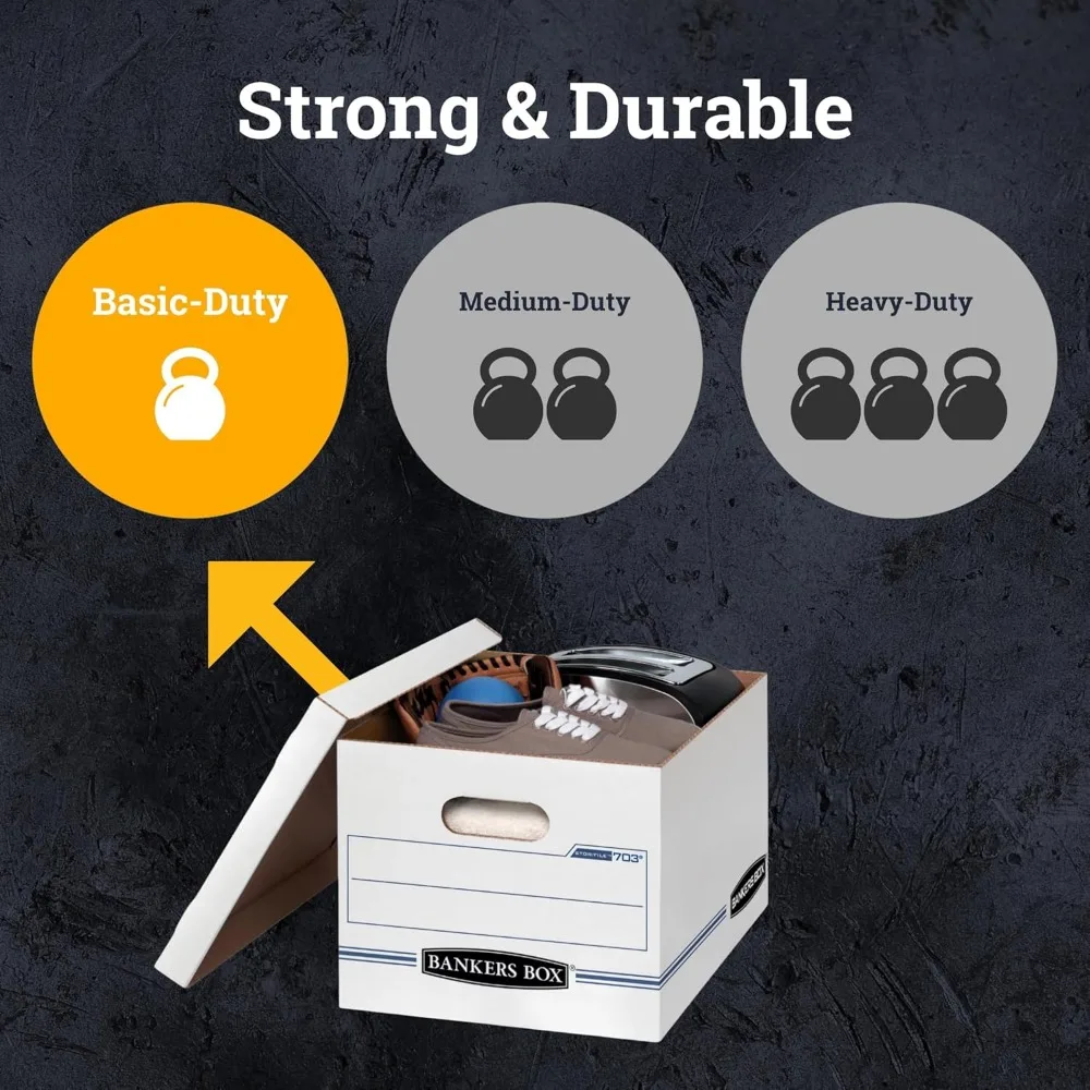 12-Pack File Storage Boxes with Lids for Letter and Legal Documents, Stackable and Easy to Carry