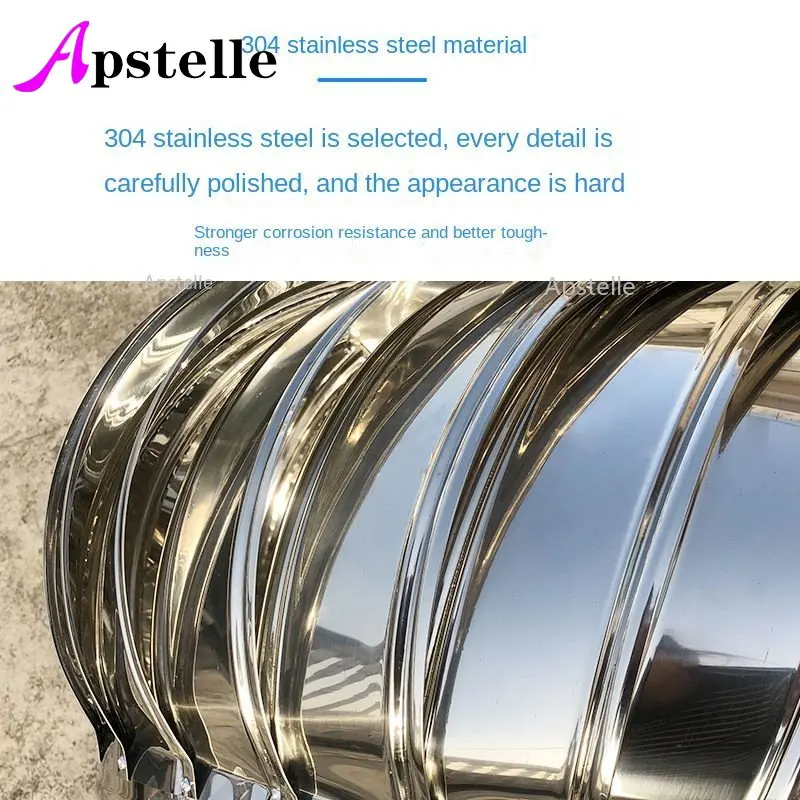 APSTELLE 304 Dissipation Ventilation Exhaust Fan Stainless Steel Unpowered Hood Roof Ventilator Plant Flue Breeding Heat