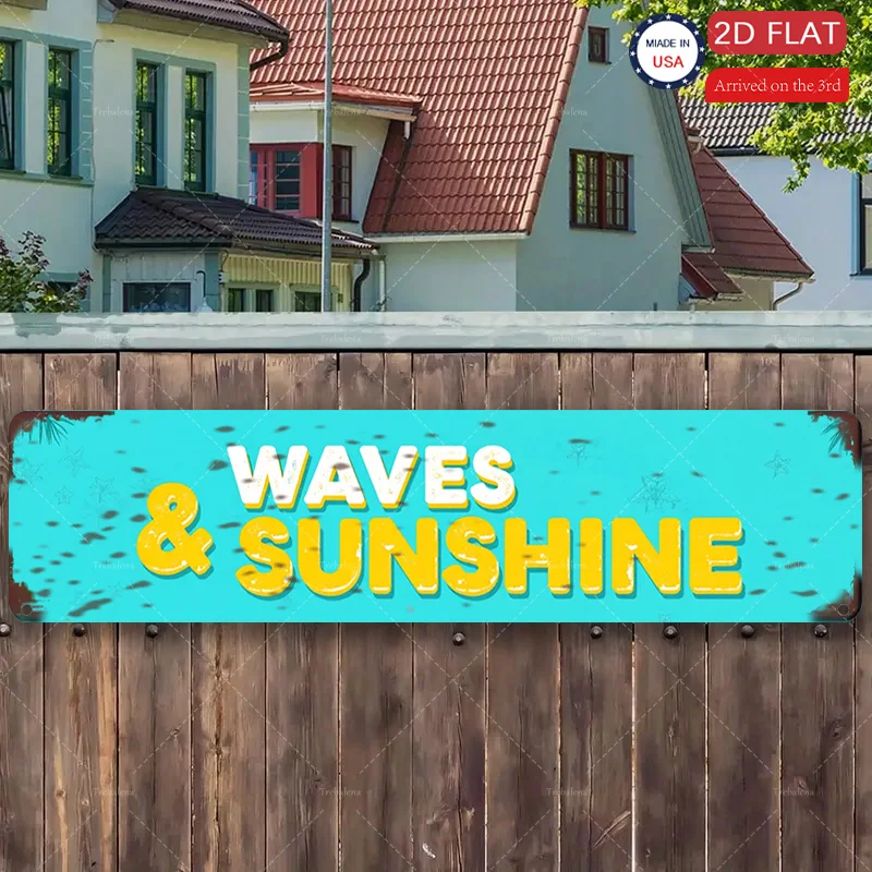 

1 шт. металлический знак, 4x16 дюймов «Fale & Sunshine: Coastal Vibes 2D плоский металлический знак»