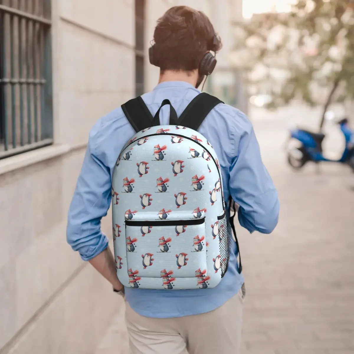 Playful Penguin Dance In Snow Student Backpack School Bag Hiking Travel Daypack for Men Women Bookbag Shoulder Bags