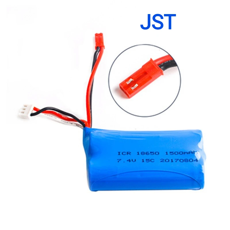 7.4V 1500mAh JST/T/SM/5500 플러그 18650 2S 리튬 이온 배터리 Wltoys 12423 10428 12429 12401 12402A RC 자동차 예비 부품용