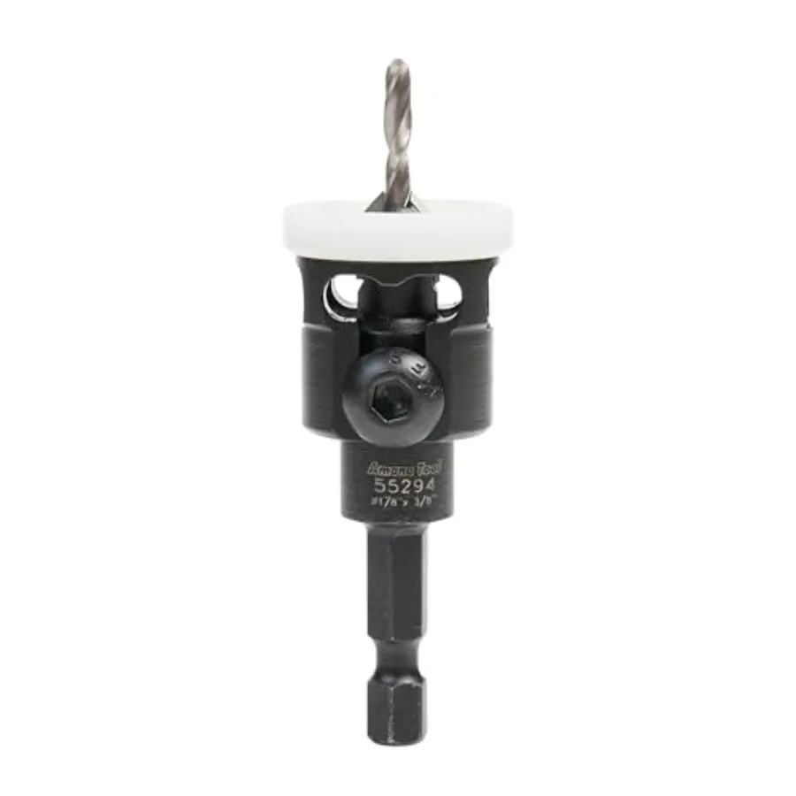 

82 Degree Countersink with Adjustable Low Friction Drill Bit Depth Stop 55294 3/8 D x 1/8 Drill Dia x 1/4 Inch Quick Release He