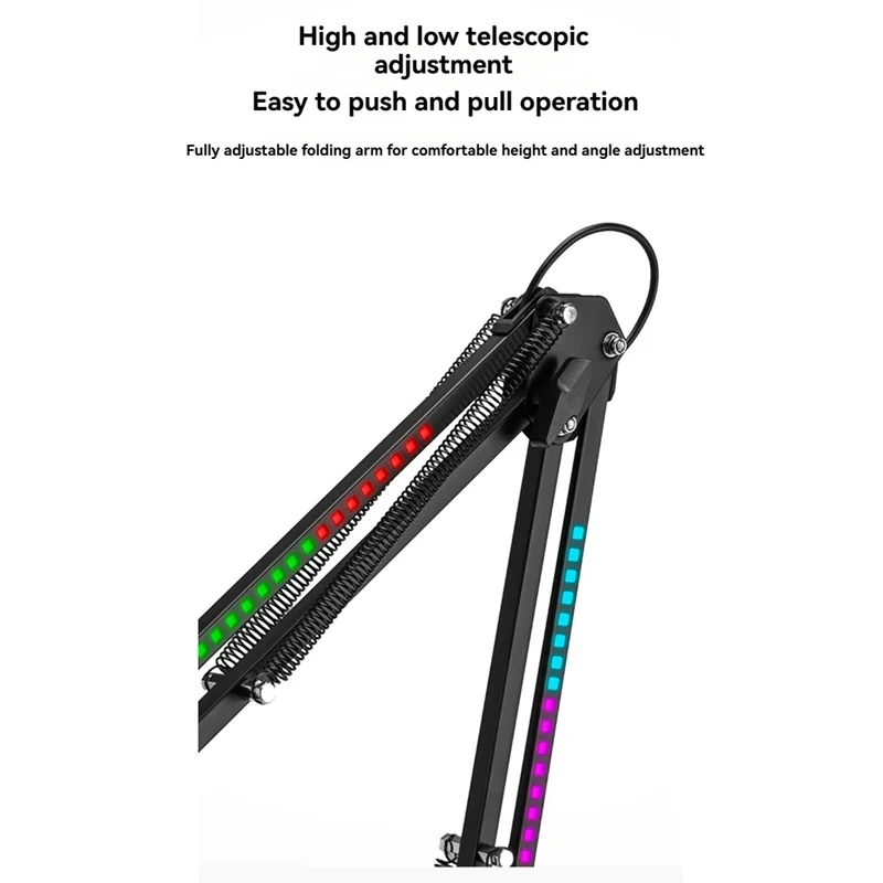 A42Z-Microphone Bracket RGB Microphone Arm Stand With RGB Light Rotatable Suspension Boom Scissor Stand