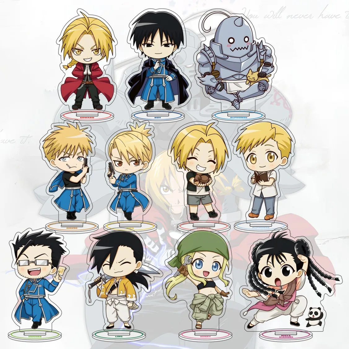 Figura Acrílica de 10cm de Edward Roy y Alphonse Maes del Anime Fullmetal Alchemist, Modelo de Escritorio, Decoración, Regalo para Fans, Llavero