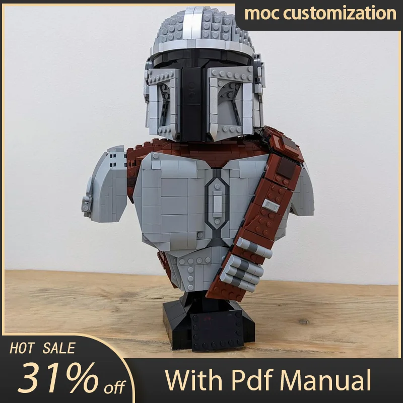 1637Pcs Moc Famous Star Battle Movie Mandalorian Bust Model Building Blocks Bricks Diy Education Assembly Helmet Toys Kid Gift