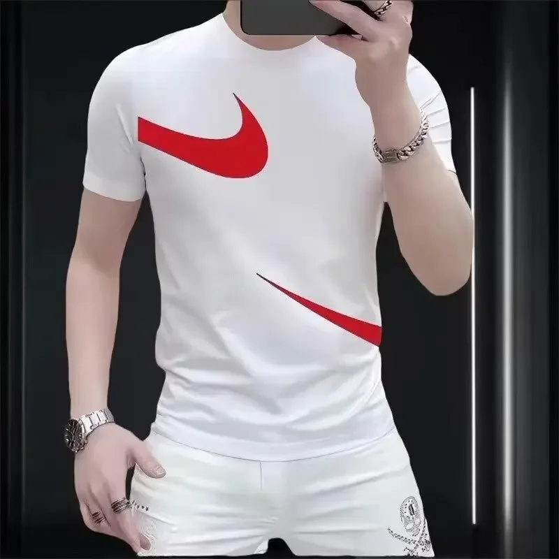 2025 العلامة التجارية الجديدة العصرية الثقيلة القطن المطبوعة قصيرة الأكمام تي شيرت للرجال الصيف زوجين الأمريكية الجديدة فضفاضة #1