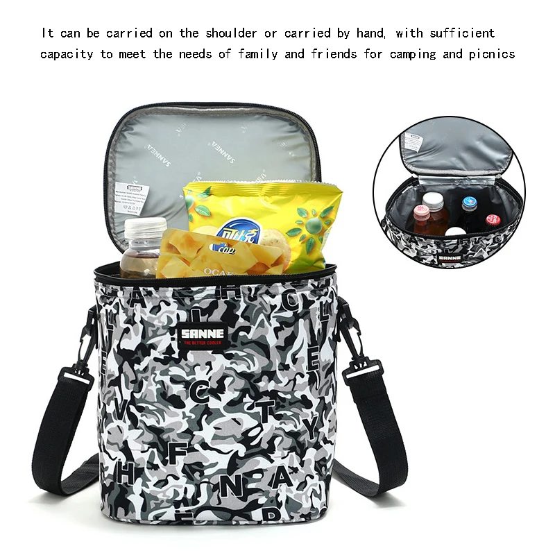 SANNE-Bolsa de almuerzo térmica con patrón colorido, bolso enfriador de Picnic al aire libre, impermeable, caja de vino tinto, bolso térmico, 7l, nuevo