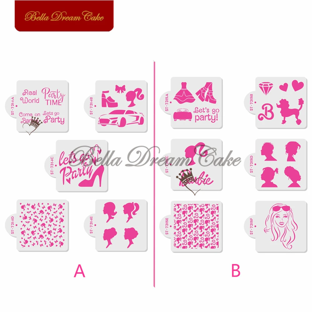 Cartoon Girl/Car/Dog/Go Party Design Cookies Stencil Plastic Fondant Biscuit Mold DIY Coffee Template Decorating Tools Bakeware