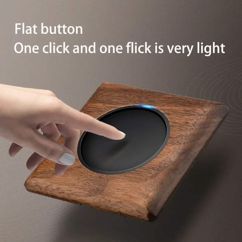 

Walnut Solid Wood Panel with LED Indicator 1-4 Gang 2 Way Retro Wall Push Button Switch For Household 10A 250V