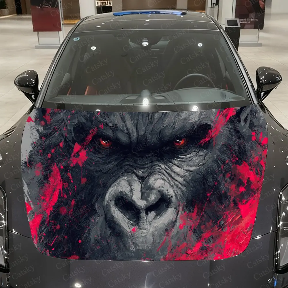 

Furious Ape Red Splatter Car Vinyl Wrap, PVC Waterproof Car Hood Sticker, Self-Adhesive Scratch-Resistant Stickers