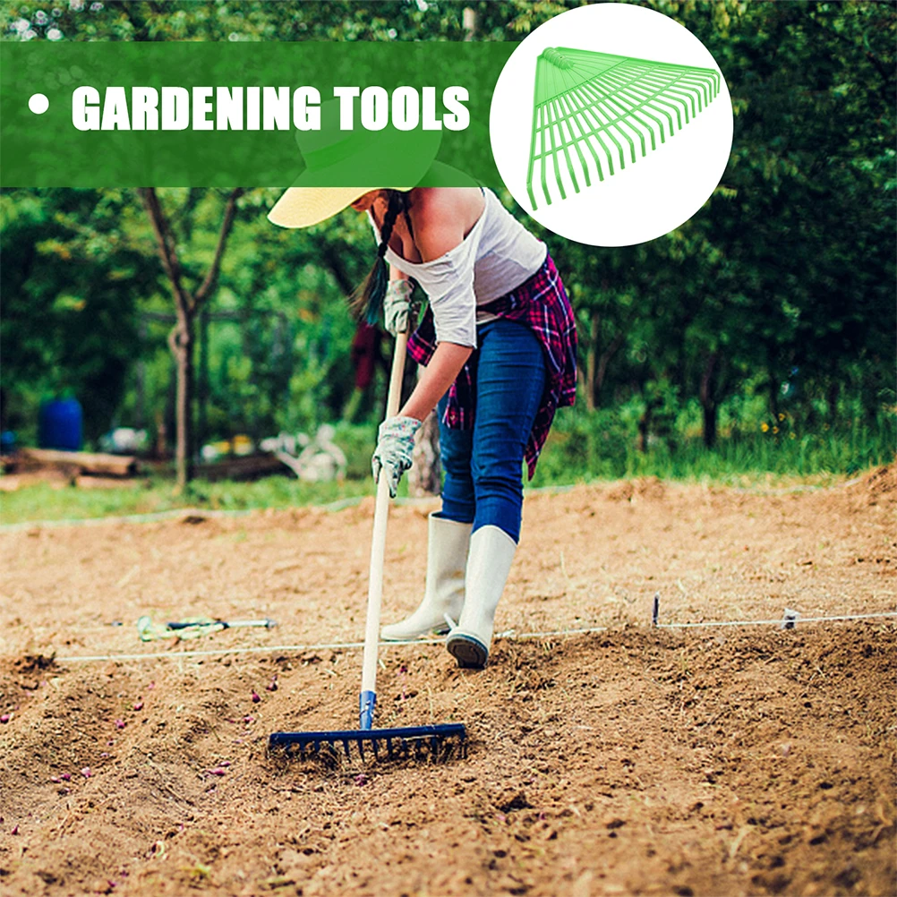 2pcs Plastic Garden Rake Small Heavy Duty Leaf Rake For Lawns Yard Weeding Shrub Pine Needle Cleaning Lawn Tool