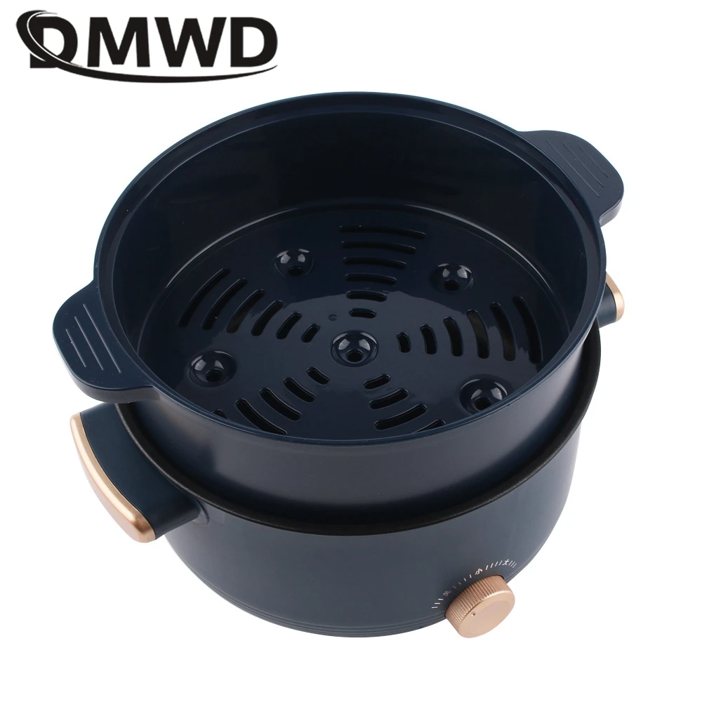 DMWD Electric Cooking Machine Large Hot Pot Frying Pan Noodles Porridge Soup Pot Multicooker Food Steamer Breakfast Maker 220V