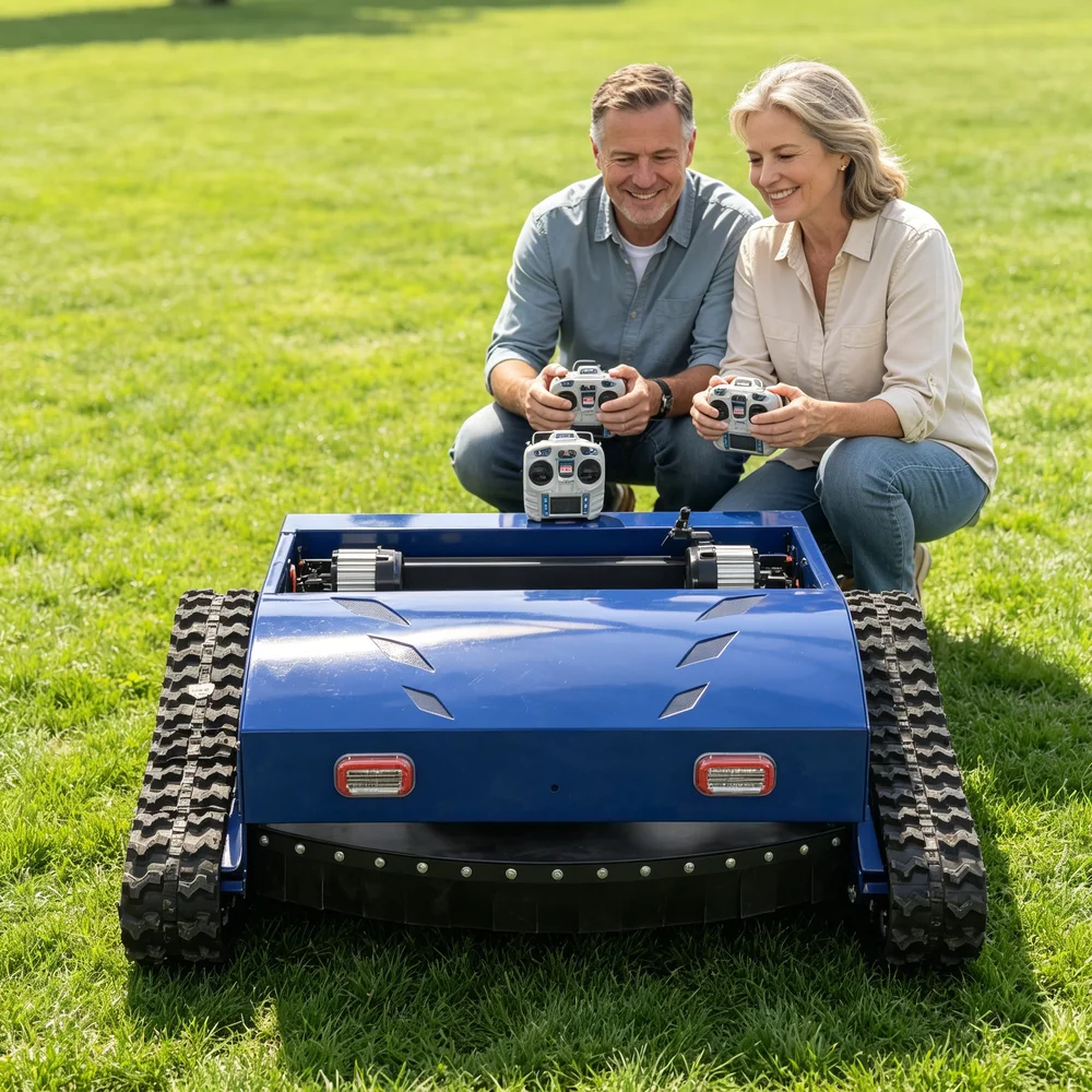 

Custom Remote Control Lawn Mower Wireless Tracked Grass Cutter for Garden Farm High Power Durable for Large Area Cutting