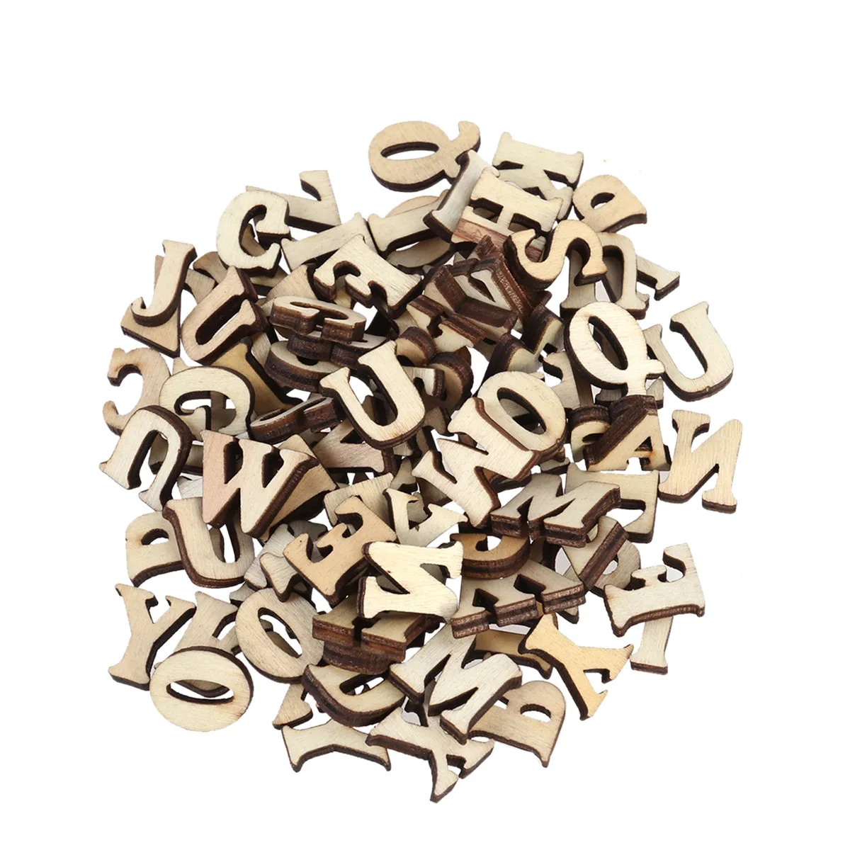 50 PCS Letter Wood Chips Wooden Discs with Holes Letters Designs for Craft Crafts Plate Alphabet Scrapbook