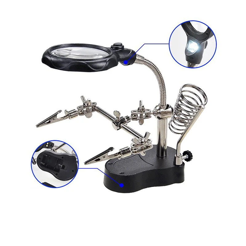 TE-801 เชื่อมคลิปเสริมแว่นขยายไฟฟ้าSoldering Iron Circuit Boardเชื่อมเหล็กแว่นขยายวงเล็บเครื่องมือ