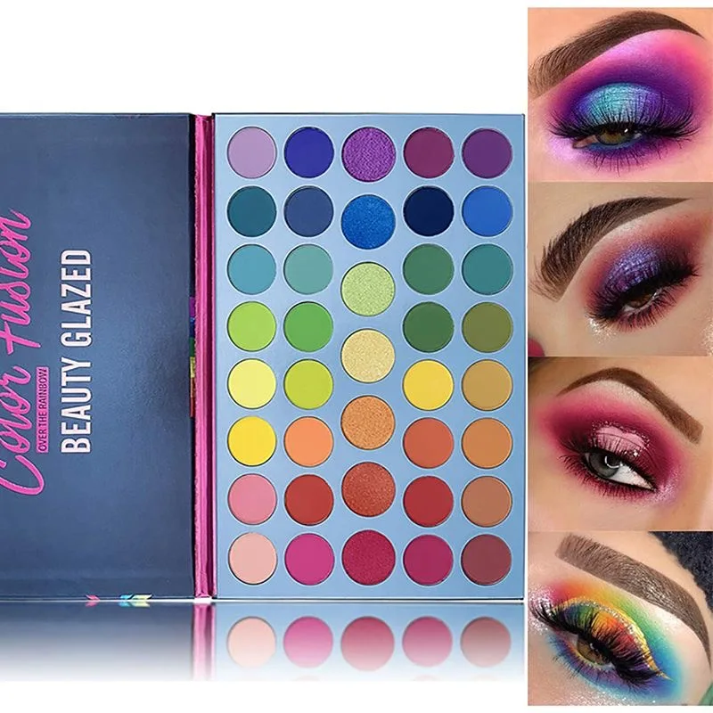 Beauty Glazed 39 Colors Glitter Matte Eyeshadow Palette Rainbow Fluorescent High Gloss Pearlescent Long Lasting Glitter