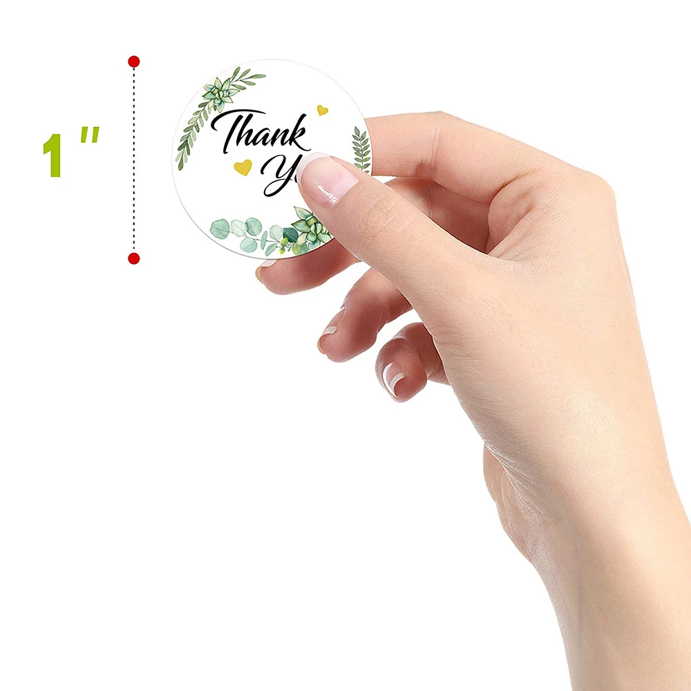 50-500pcs Green Leaves Thank You Stickers 1inch Sealing Label Sticker for Wedding DIY Gift Decoration Business Packing Stickers