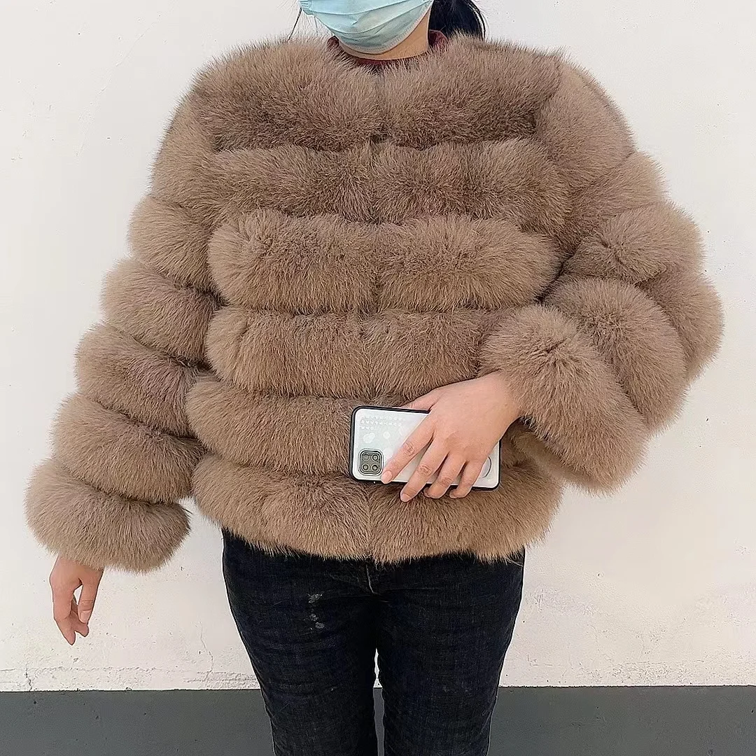 100% Natural Fur Jacket Real Fur Coat Winter Jacket Women Natural Fox Fur Luxury Fashion 50cm Short Jacket Wholesale Hot 2022