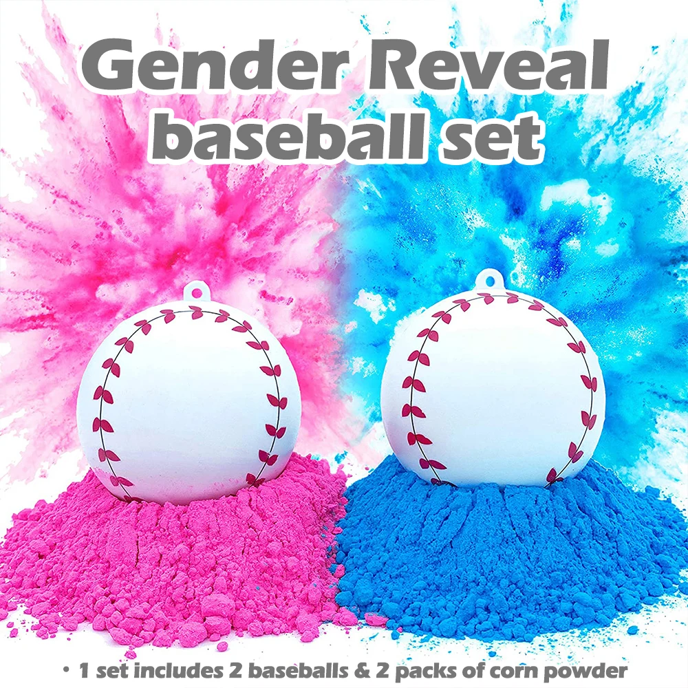 1 Conjunto de Bolas de Beisebol para Festa de Revelação de Gênero, Bola de Beisebol de Plástico com Pó de Milho Rosa e Azul, Atividades Divertidas para Chás de Bebê, Presentes