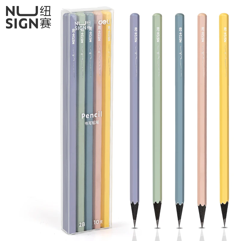 NUSIGN Bunte sechseckige Bleistifte, minimalistisches Design, Premium-Graphitkern, stilvolle Schreibutensilien für Büro- und Schulbedarf