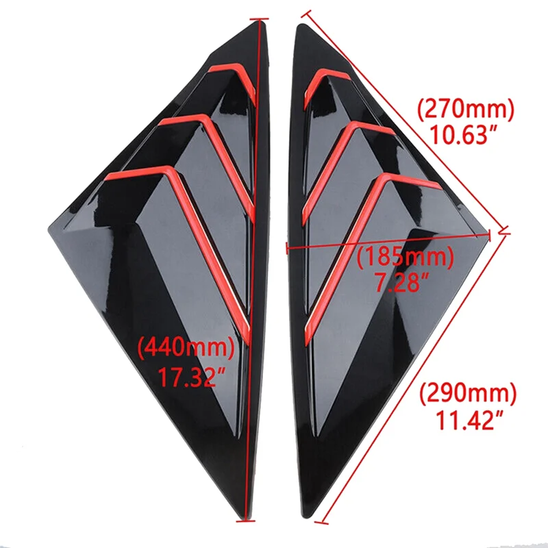 X59A_For Honda Civic 2022 2023 ซีดานด้านหลัง Vent Quarter หน้าต่างบานเกล็ดชัตเตอร์ฝาครอบ GLOSS สีดํา + สีแดง