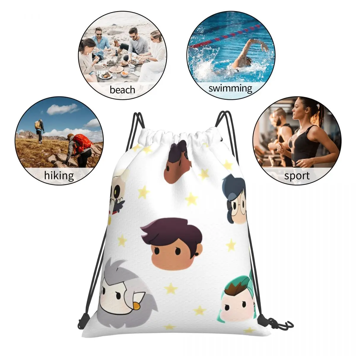 Chibi-mochilas de lona con cordón para todo tipo de clima, casa de búho, resistente al agua, diseñado para uso escolar, Camping, excursiones