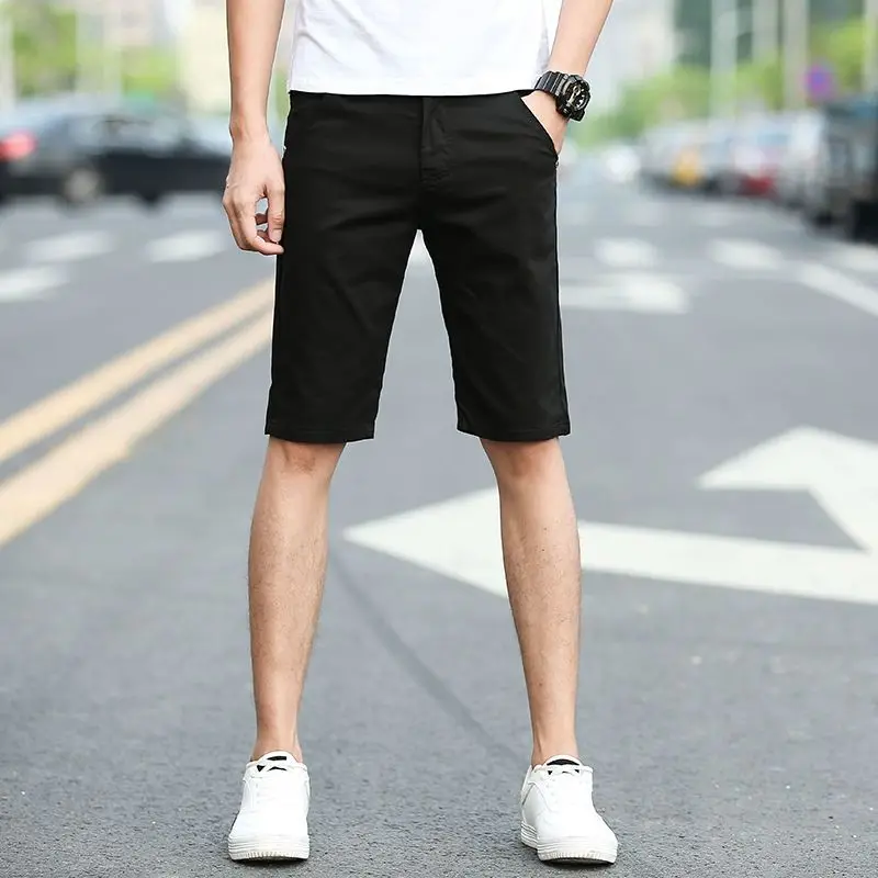 Cotton Korean Men\'s Thin Cropped Pants Casual Shorts Fashionable Breathable Beach Breeches Streatwear Men Summer Outfit Men