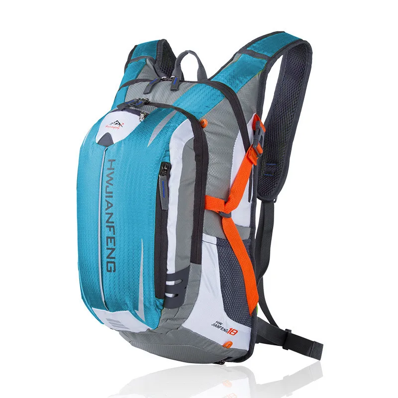 Zaino da esterno in poliestere impermeabile, borsa da ciclismo, zaino sportivo con striscia anti-luce notturna di sicurezza con blocco colore fitness