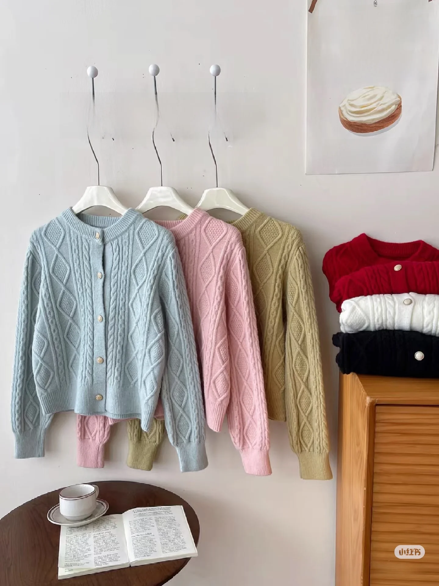 

High Quali ort Heavy Work Twisted Cardigan Soft Cozy round Ne Sweater Outerwear Autumn Winter Slimming Women's Knittedwear