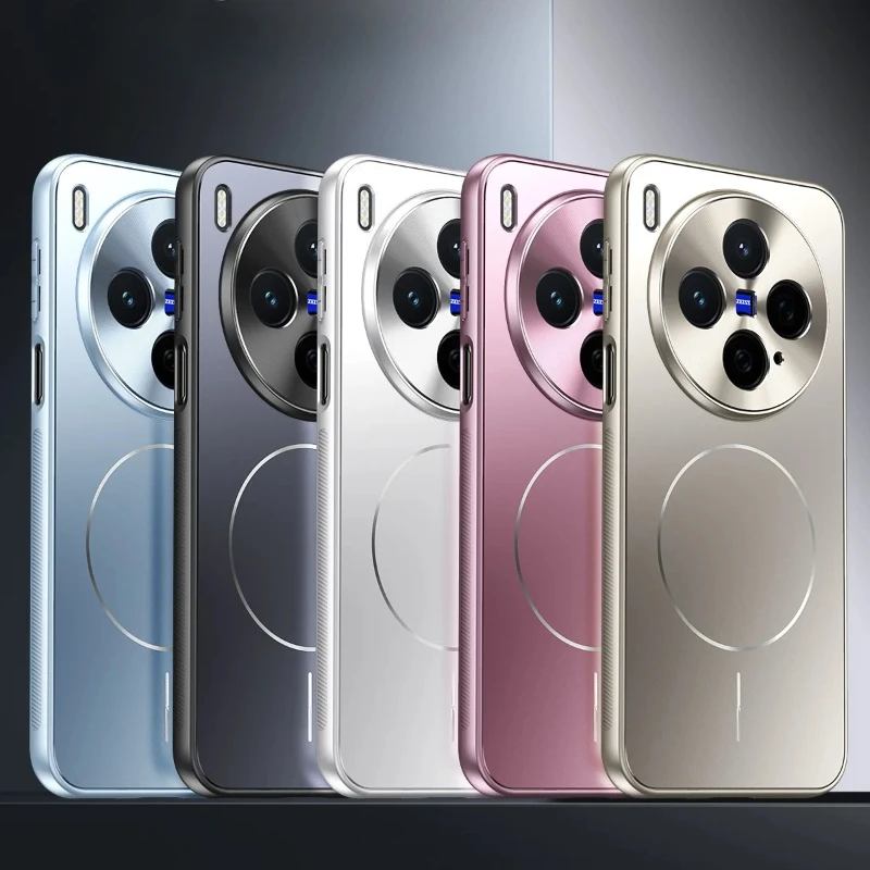 Plating Matte Hard Case for VIVO X200 Pro Mini For Magsafe Magnetic Metal Lens Protection Shockproof Cover for Vivo X300 X300Pro