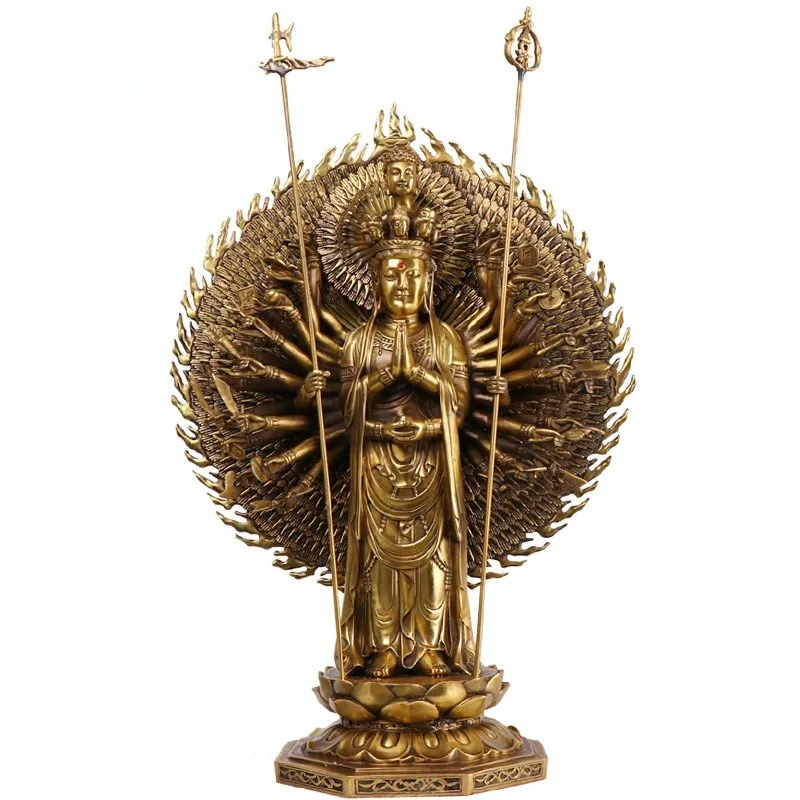 Standing Thousand-Handed Guanyin, Copper Thousand-Handed Guanyin Ornament, Tantra Buddha Statue Ornament Crafts