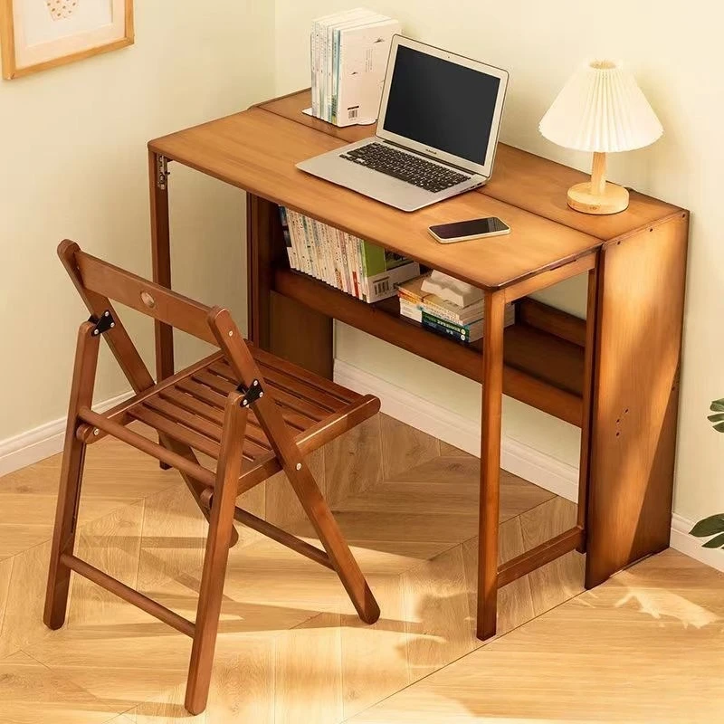 Foldable Desktop Computer Table Study Corner Square Minimalist Gaming Desk Small Apartment Biurka Szkolne Bamboo Furniture - zdjęcie 1