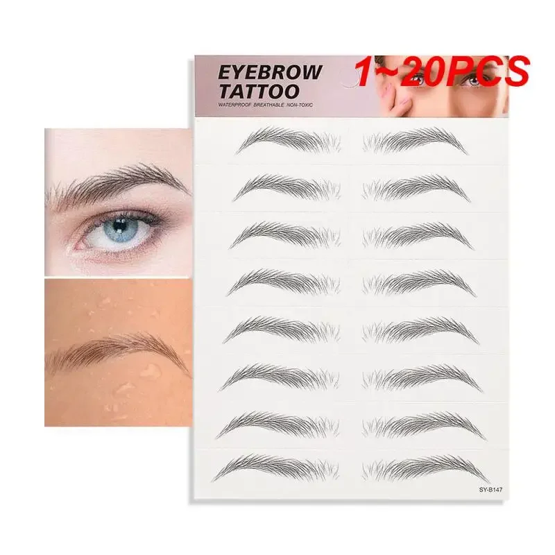 EyebloggTattoo Autocollant, Double 6D Bionic, Faux Cheveux, Imperméable, Durable, Noir, Marron, Cosmétiques