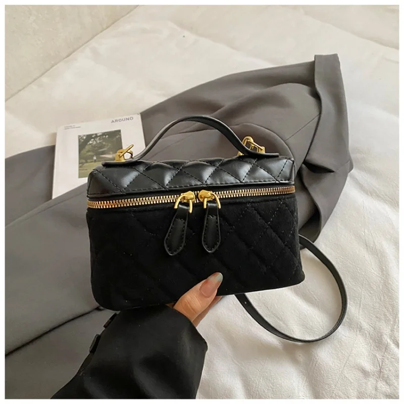 

Vintage Women Pu Box Crossbody Bags Pu Leather Plaid Print Chain Shoulder Packs Large Capacity Female Daily Shopping Handbags