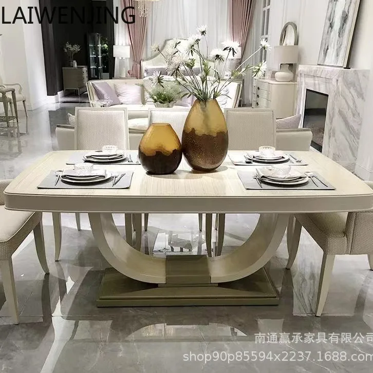 

MJY American dining table and chair combination light luxury solid wood square dining table