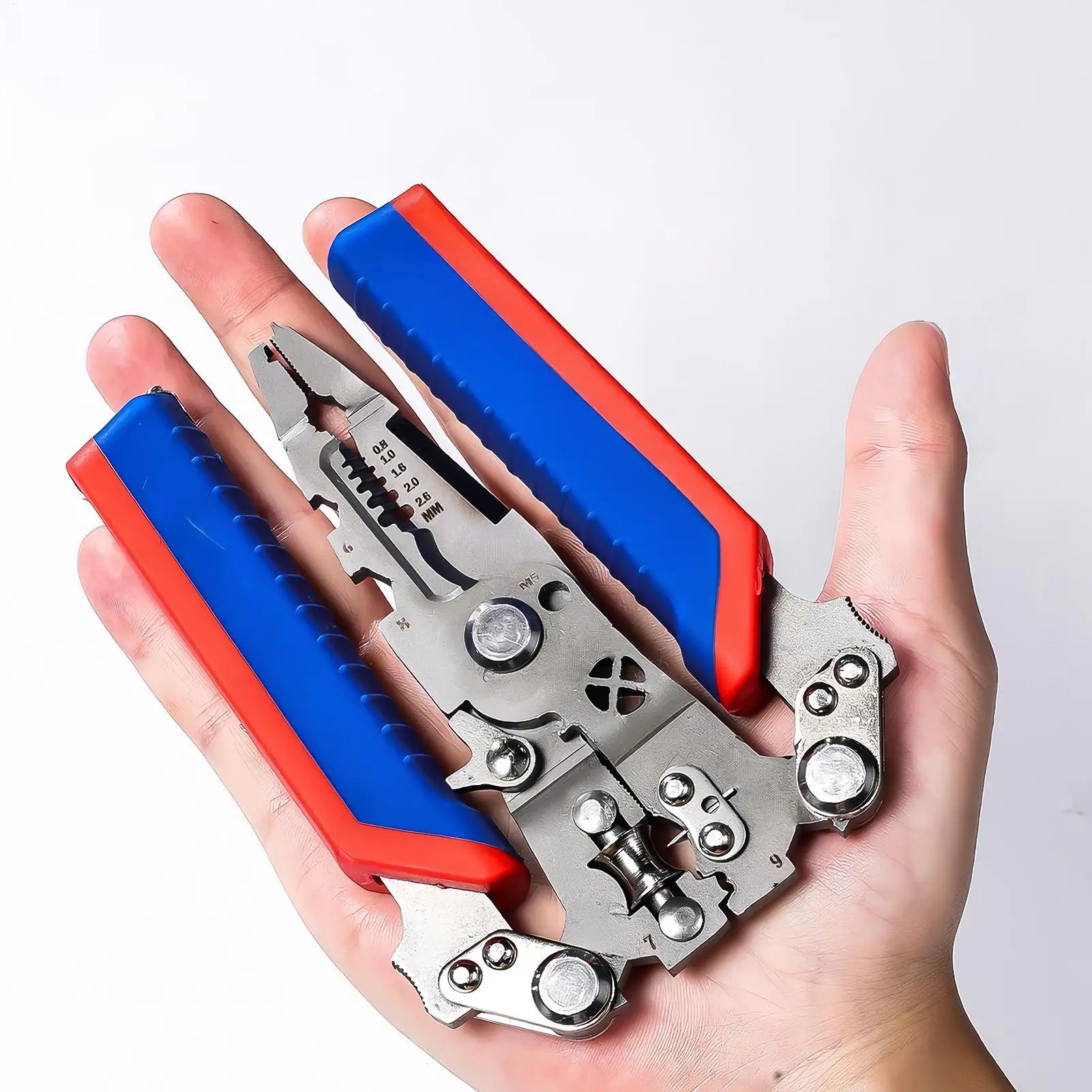 Herramienta pelacables con probador de voltaje, herramienta cortadora pelacables plegable para electricista, taller de garaje de fábrica en el hogar