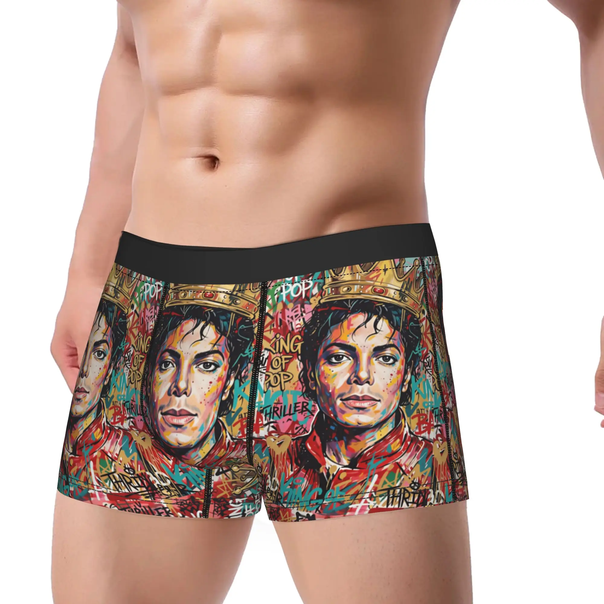 MJ King Of Pop M-Michael J-jackson Trunk  Pouch Underwear Quality Pattern Shorts Briefs Breathable Man Underpants Plus Size