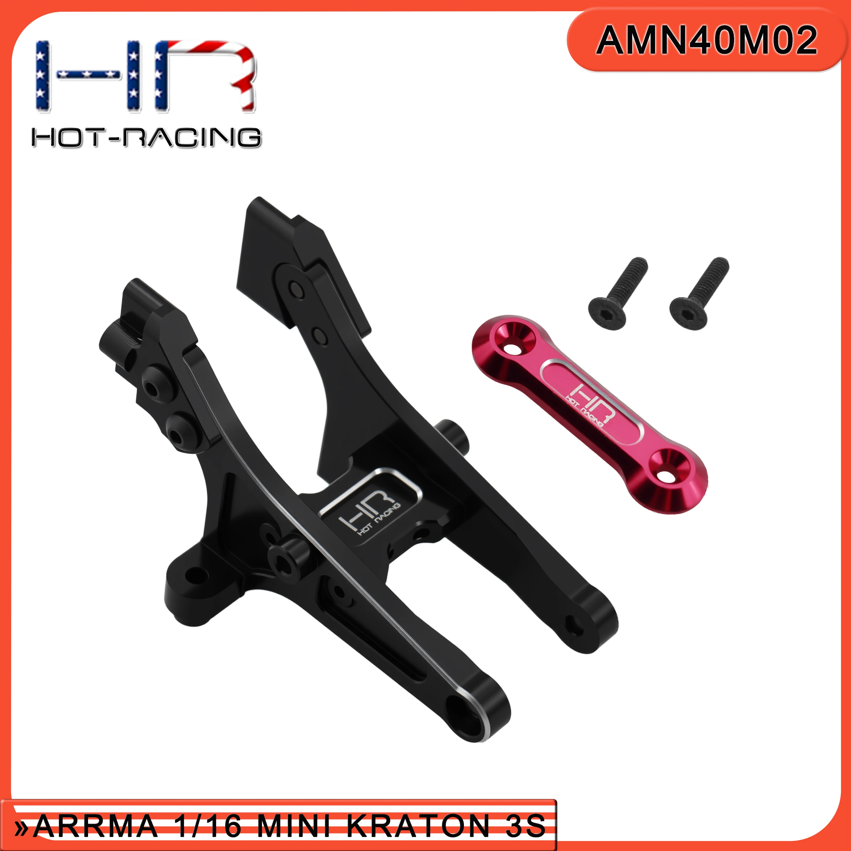 Hot Racing Alum Adjustable Rear Wing Mount w/ Brace Rep ARA2666 for 1/16 Arrma Mini Kraton 3S