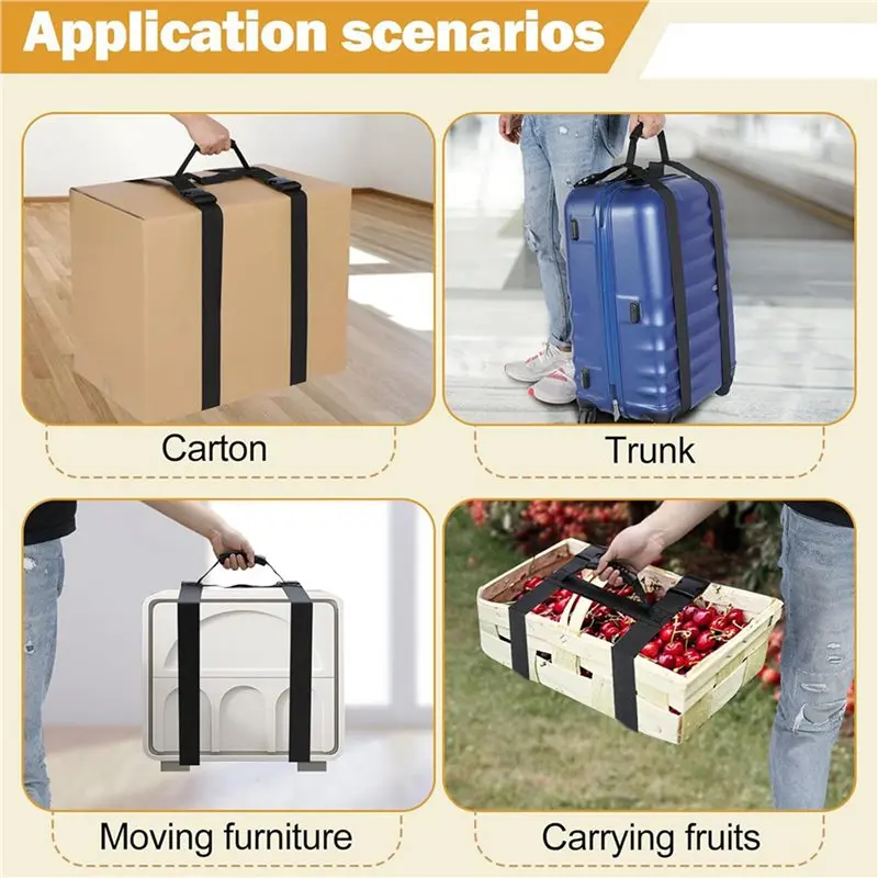 2X Carrying Strap With Handle, Handheld Belt For Safely Moving And Lifting Heavy Boxes, Adjustable Belt