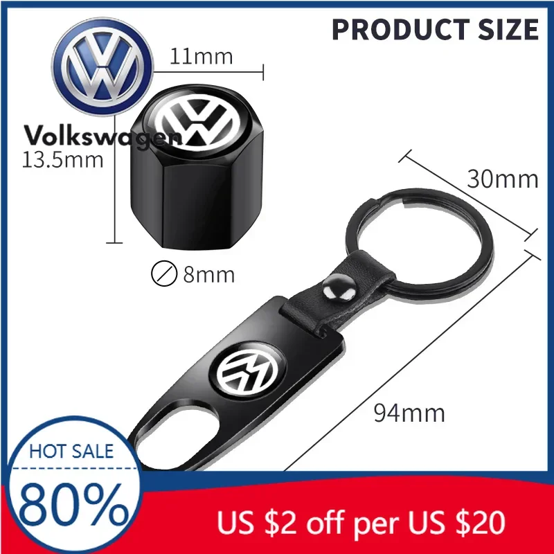 

For Volkswagen VW Car Keychain Keyring Tire Valve Cap Car Styling Accessories For Volkswagen Golf-5 6 7 Bora Jetta POLO MK4 MK6