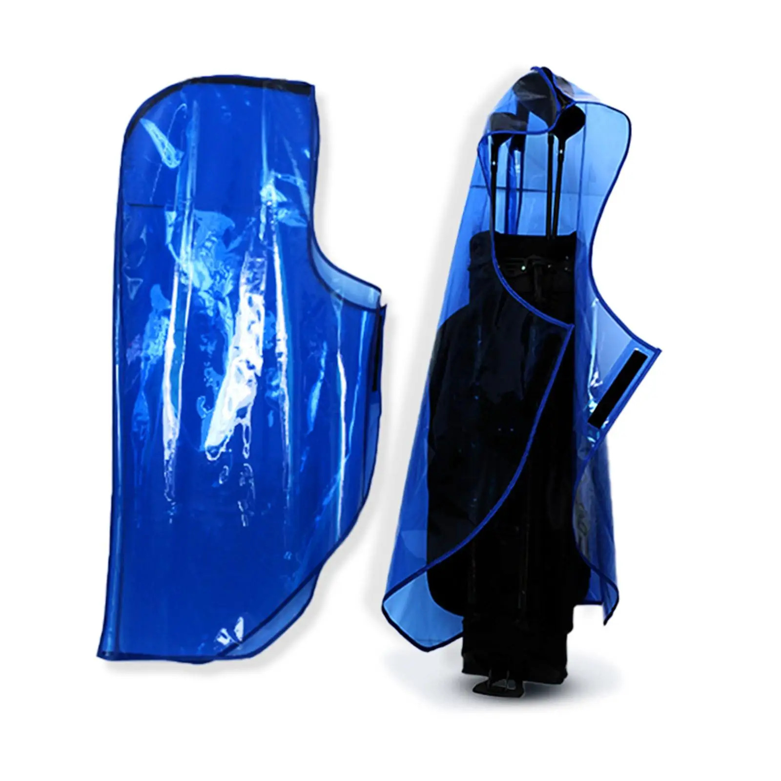 Golf Bag Cover Blue Transparent with Hood for Golf Push Carts Waterproof TPU