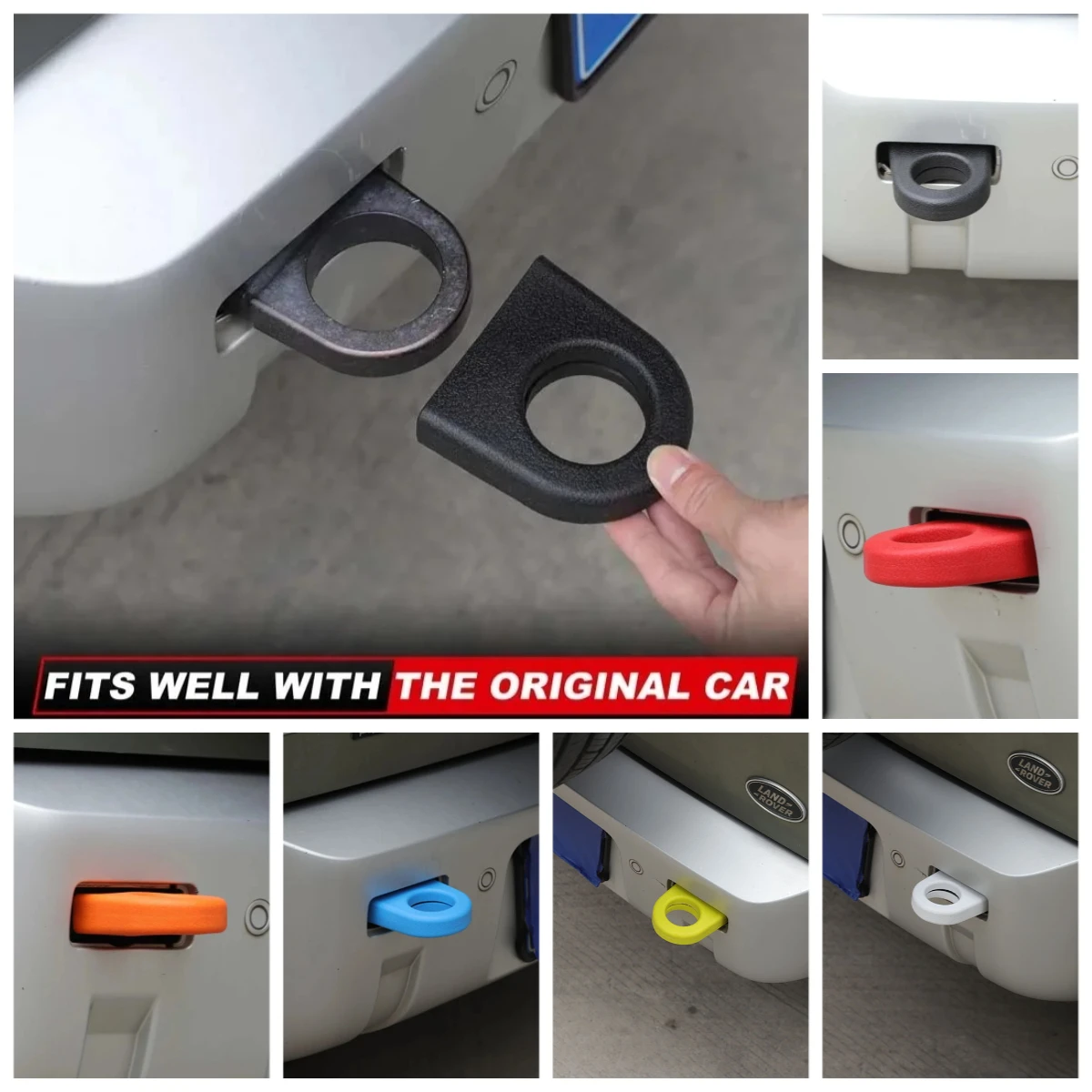 

Car Accessories For Land Rover Defender 90 110 130 2020-2025 Rubber Black Car Rear Trailer Tow Hook Ring Protective Cover