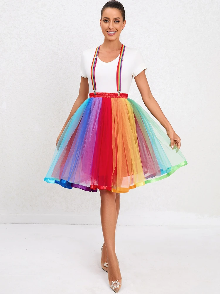 Christmas super canopy multi-layer rainbow gauze skirt tutu skirt adult colorful skirt mesh yarn multi-size