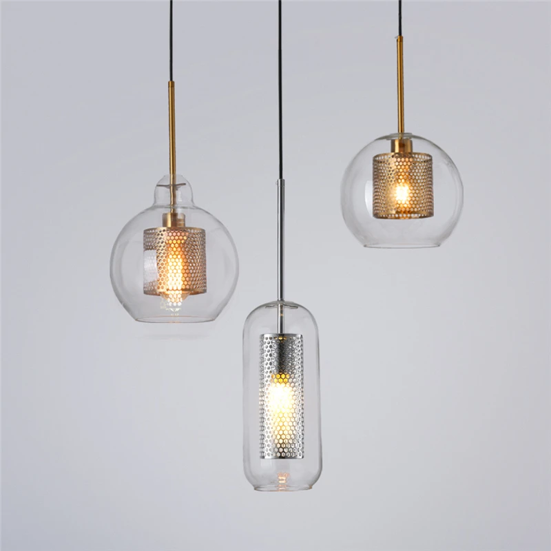 

Modern Pendant Light Nordic Loft lass Ball Kitchen Hanging Lamps living room pendant Luminaire Dining Hanglamp E27 Light Fixture