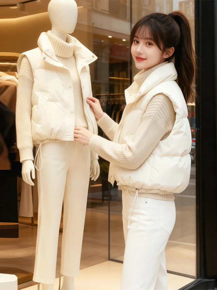 

Ultra-Thin Cotton Vest Jaet Women's ort Sle Warm Outerwear Faionable Autumn Winter Zipper Closure Color Vest