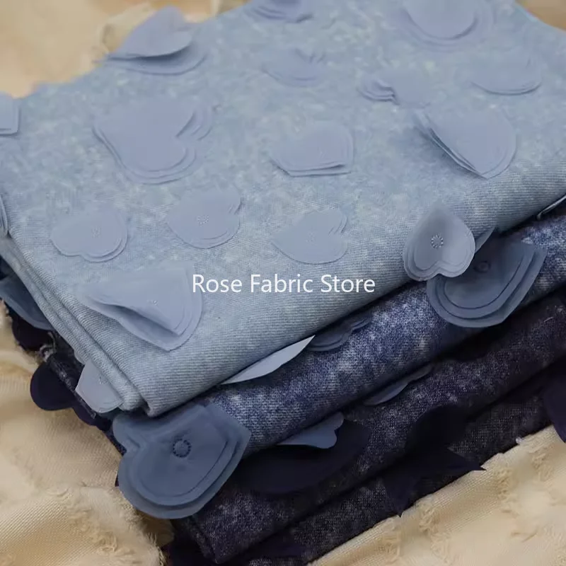 

1-метровая джинсовая ткань с милой аппликацией, вышивка, ткань для шитья курток, брюк, шапок, сделай сам, ручная работа, ткань