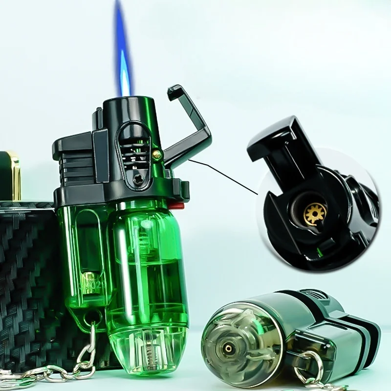 Mini Keychain Windproof Lighter, Transparency Compartment, Direct Charging, Small Welding Gun, Inflatable Cigarette