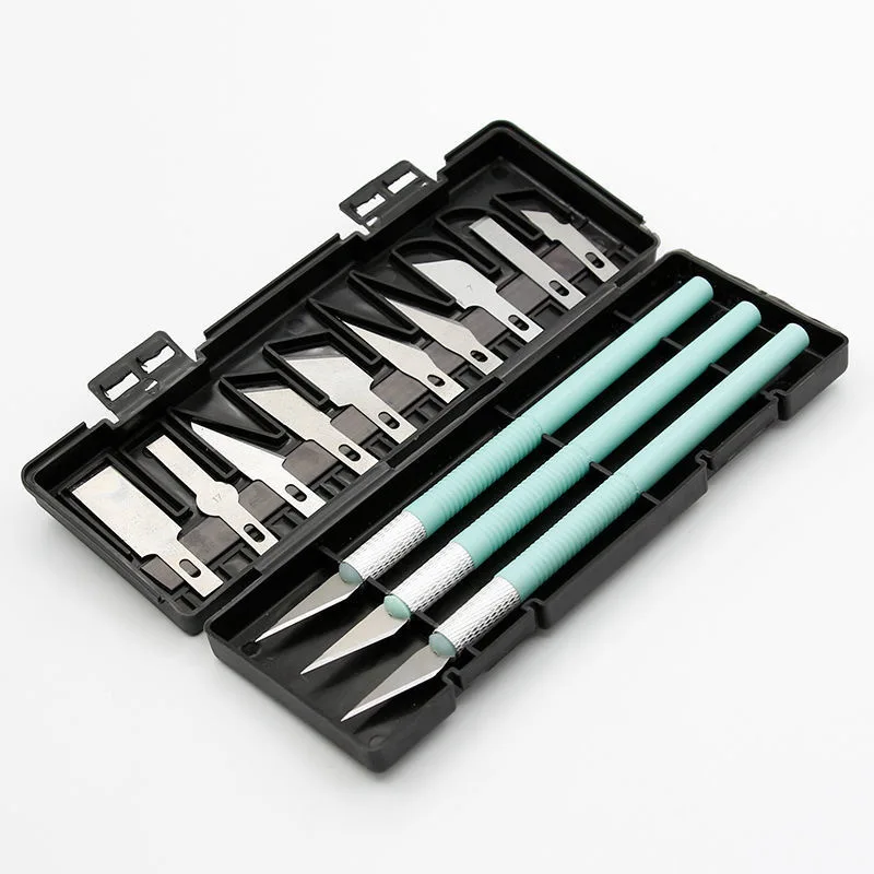 13Pcs/set Art Carving Cutter With Box Paper Cutter Metal Blade Wood Carving Knife Blade Replacement Operation Scalpel Craft